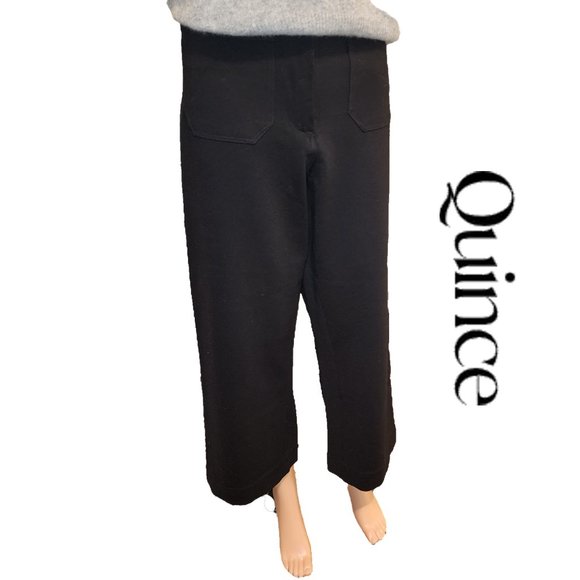 Quince Pants - Quince Ultra-Stretch Ponte Cropped Wide Leg Pant NWT Black Size 10
